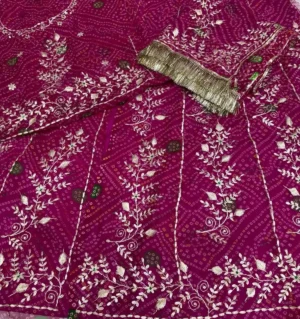 Half Pure Fabric Pittan Machine Work Poshak