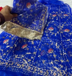 Half Pure Fabric Pittan Machine Work Poshak