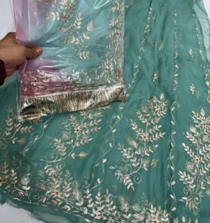 Half Pure Fabric Pittan Machine Work Poshak