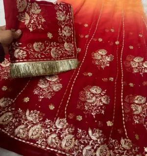 Half Pure Fabric Pittan Machine Work Poshak