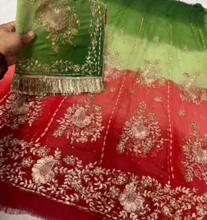 Half Pure Fabric Pittan Machine Work Poshak