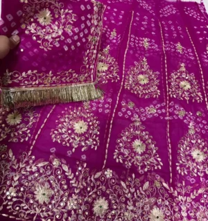 Half Pure Fabric Pittan Machine Work Poshak