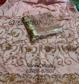Bember Satin Pure Odhna Zardosi Handwork Poshak