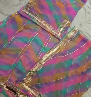 Half Pure Lehariya Laffa Machine Work Poshak