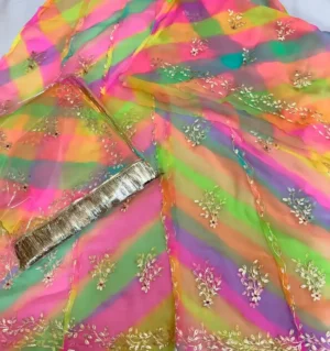 Half Pure Samundar Lehariya Pittan Machine Work Poshak