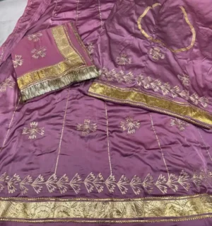Satin Half pure Odhna Sikhiya Machine Work Poshak