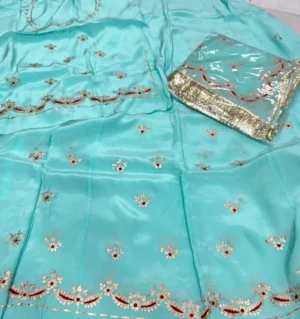 Natural Crepe Pure Odhna Pittan Machine Work