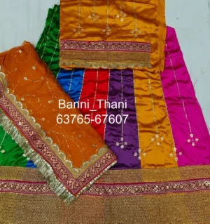 Satin Fabric Pure Odhna Premium Lace Work Poshak