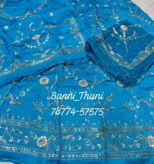 Bember Satin Pure Odhna Zardosi Handwork Poshak