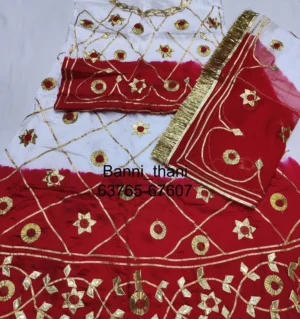 Satin Faag Gotta Patti Machine Work Poshak