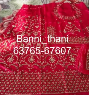 Bember Satin Pure Odhna Zardosi Handwork Poshak