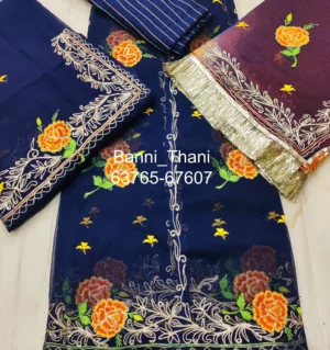 Half Pure Fabric Resham Pitta Handwork Poshak