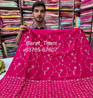 Bember Satin Pure Odhna Zardosi Handwork Poshak