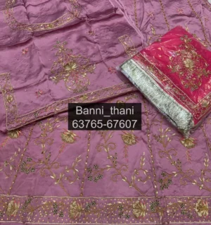 Bember Satin Pure Odhna Zardosi Handwork Poshak