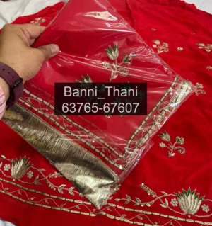 Natural Crepe Pure Odhna Zardosi Handwork Poshak