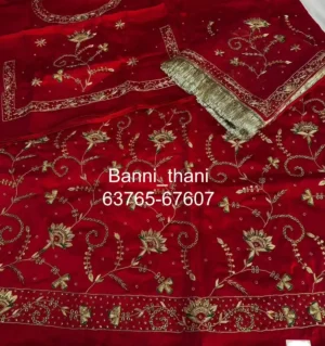 Bember Satin Pure Odhna Zardosi Handwork Poshak