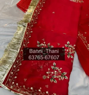 Natural Crepe Pure Odhna Zardosi Handwork Poshak