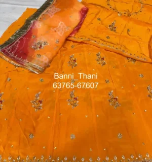 Natural Crepe Pure Odhna Zardosi Handwork Poshak