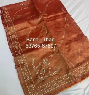 Tissue Fabric Pure Odhna Zardosi Handwork Poshak