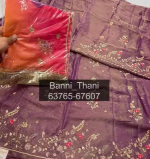 Tissue Fabric Pure Odhna Zardosi Handwork Poshak