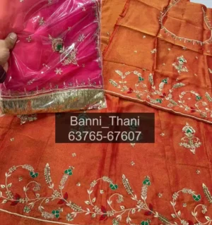 Tissue Fabric Pure Odhna Zardosi Handwork Poshak