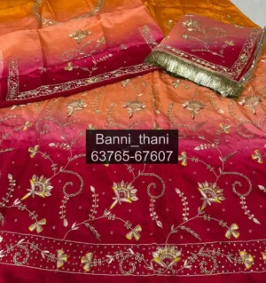 Bember Satin Pure Odhna Zardosi Handwork Poshak