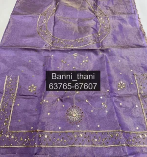 Tissue Fabric Pure Odhna Zardosi Handwork Poshak