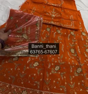 Natural Crepe Pure Odhna Zardosi Handwork Poshak