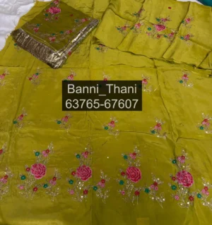 Natural Crepe Pure Odhna Katdana Resham Handwork Poshak