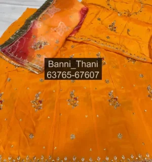 Natural Crepe Pure Odhna Zardosi Handwork Poshak