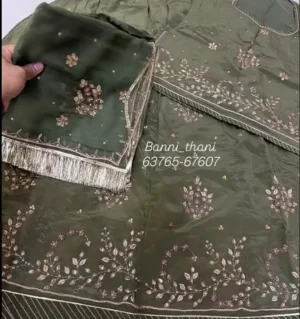 Natural Crepe Pure Odhna Katdana Zardosi Handwork Poshak