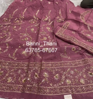 Bember Satin Pure Odhna Zardosi Handwork Poshak