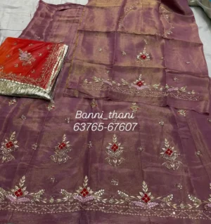 Tissue fabric Pure thakurji odhni Zardosi Poshak