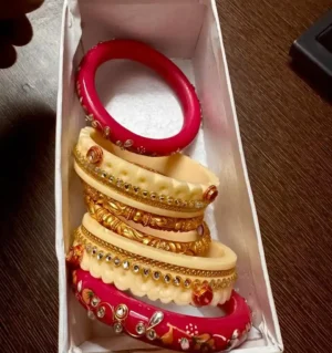 Rajputi Bur Dhalu Chura With Gold Polish Aanwla