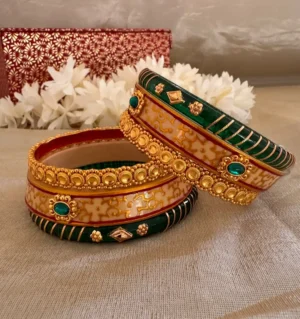 Rajputi Bur Oil Painted Dhalu Chura With Gold Polish Aanwla