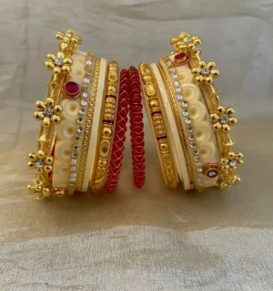 Rajputi Oil Painted Bur Chura With Gold Polish Aanwla