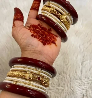 Rajputi Bur Chura With Gold Polish Aanwla