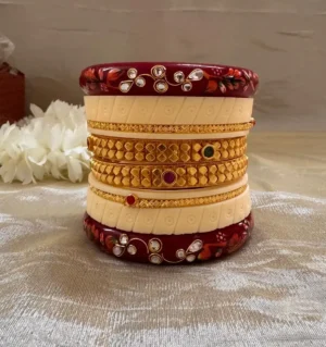 Rajputi Bur Chura With Gold Polish Aanwla