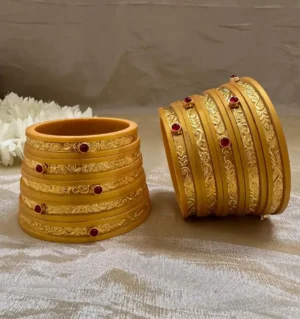 Rajputi Bur Dhalu Chura With Gold Polish Work for Women's