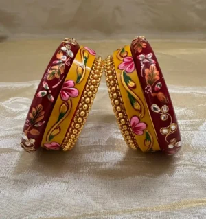 Rajputi Bur Dhalu Chura With Gold Polish Aanwla