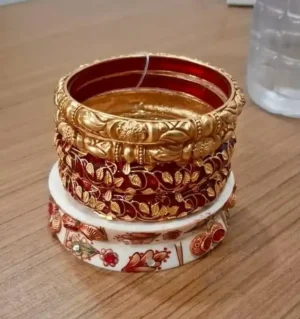 Gold Polish Kadda With Oil Painted Bur Kadda