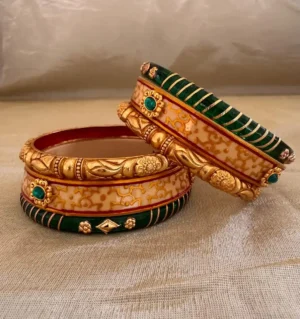 Rajputi Bur Dhalu Chura With Gold Polish Aanwla