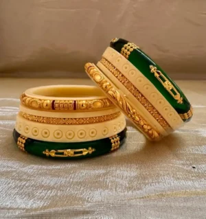 Rajputi Bur Dhalu Chura With Gold Polish Aanwla