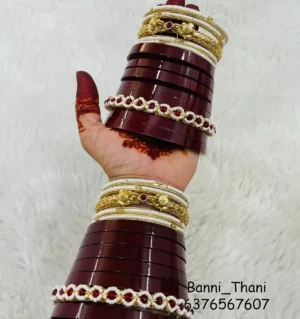 Rajputi Bur Oil Painted Dhalu Chura With Gold Polish Hathi Aanwla