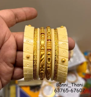 Rajputi Oil Painted Bur Dhalu Chura With Gold Polish Aanwla