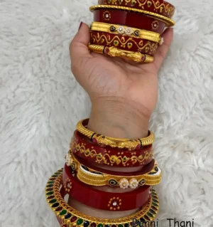 Rajputi Bur Dhalu Chura With Gold Polish Aanwla